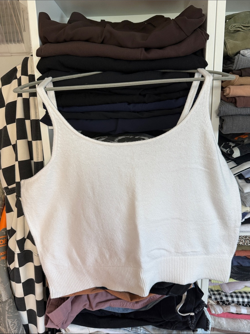Old Navy White Cropped Knit Tank Top